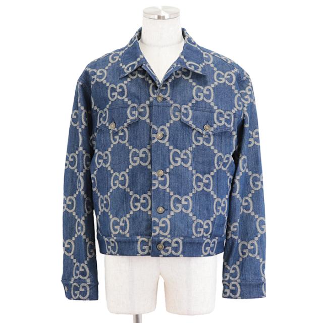 【未使用】グッチ 2022年製 パイナップル ジャンボGG ジャガード デニム ジャケット 3rd Gジャン コットン100％ アウター ハンガー・ガーメント付属 メンズ サイズ 48 インディゴブルー アイボリー 総柄 イタリア製 GUCCI 674338 XDBTY 4492の通販は 102,850円