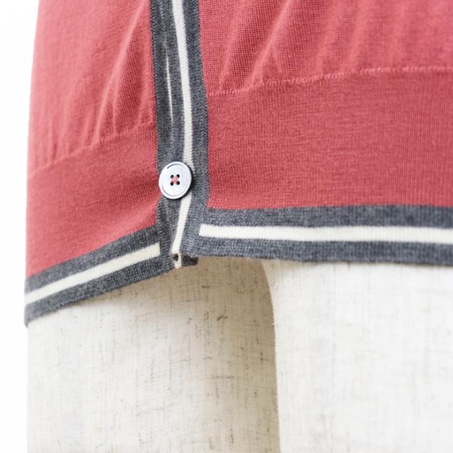 【クリアランスSALE】エルメス 2016AW カシミヤ × シルク Vネック ハイゲージ ニット カーディガン ロングスリーブ 長袖 マルチカラー トップス メンズ サイズ L レッド グレー ホワイト 赤 灰色 白 イタリア製 HERMES 62-5729の通販は