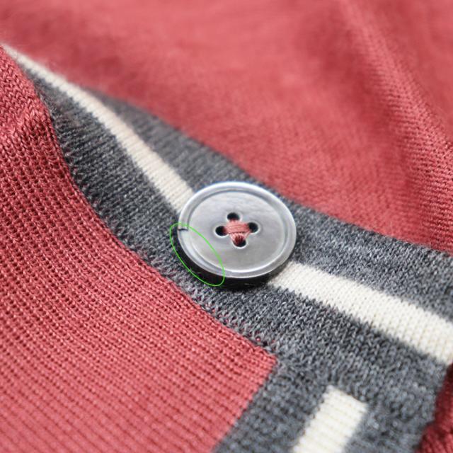 【クリアランスSALE】エルメス 2016AW カシミヤ × シルク Vネック ハイゲージ ニット カーディガン ロングスリーブ 長袖 マルチカラー トップス メンズ サイズ L レッド グレー ホワイト 赤 灰色 白 イタリア製 HERMES 62-5729の通販は