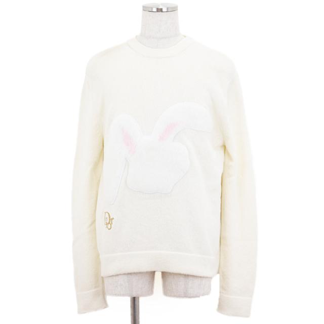 ディオール・オム イーアルーエル 2023SS ラビットパッチ ロゴ刺繍 パイル生地 ニット セーター ラウンドネック ロングスリーブ トップス メンズ サイズ M アイボリー 丸首 長袖 イタリア製 DIOR HOMME ERL 313M657AT498の通販は 32,175円