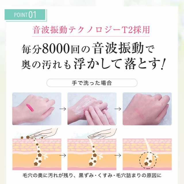 洗顔器 洗顔ブラシ 電動 シリコン 電動洗顔ブラシ ピンク or ホワイト SkinBaby スキンベビー 小鼻 音波 毛穴 黒ずみ 毛穴ケア 美顔器  音