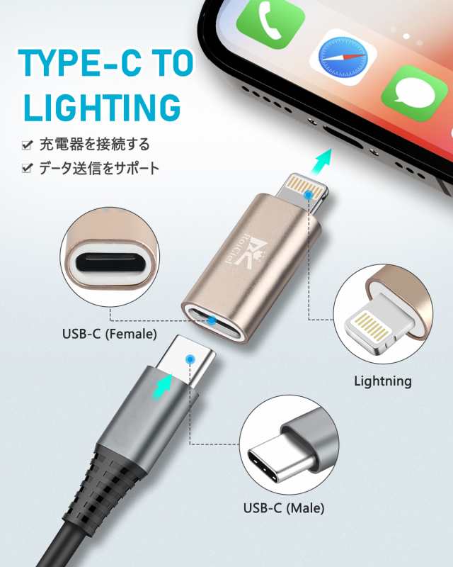 RoiCiel 3in1 USB-C to USB-C Lightning Micro 1.5Mケーブル 3台同時充電可能PD対応100W 5A急速充電 USB3.1 Gen2標準 最大10Gbpsデータ転送 3種類の端子