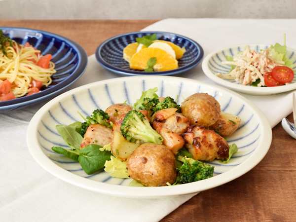 大皿 青十草 25cm 和食器 和食器 プレート 皿 お皿 パスタ皿