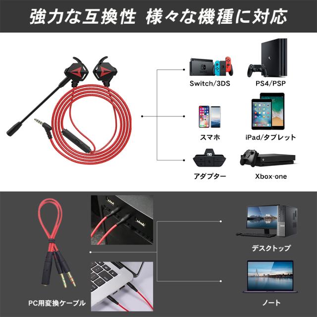 ゲーミングイヤホン マイク付き フォートナイト マイク スイッチ ボイスチャット イヤホン ヘッドホン Switch Ps4 Zoom テレワーク ヘッの通販はau Pay マーケット Mystic Ridge