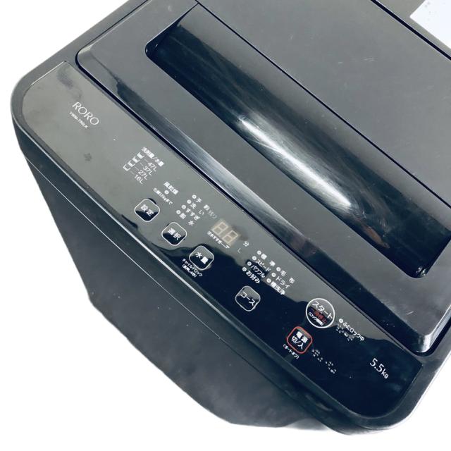 【中古】 【自社配送エリア内限定】 RORO 洗濯機 2024年製 全自動洗濯機 5.5kg ブラック 送風 乾燥機能付き YWM-T55LK 一人暮らし 縦型 送料無料 設置無料 地域限定 埼玉 東京 千葉 神奈川 RANK_B