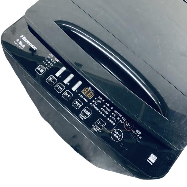 【中古】 【自社配送エリア内限定】 ハイセンス Hisense 洗濯機 2024年製 全自動洗濯機 4.5kg ブラック 送風 乾燥機能付き HW-K45B 一人暮らし 縦型 送料無料 設置無料 地域限定 埼玉 東京 千葉 神奈川 RANK_A