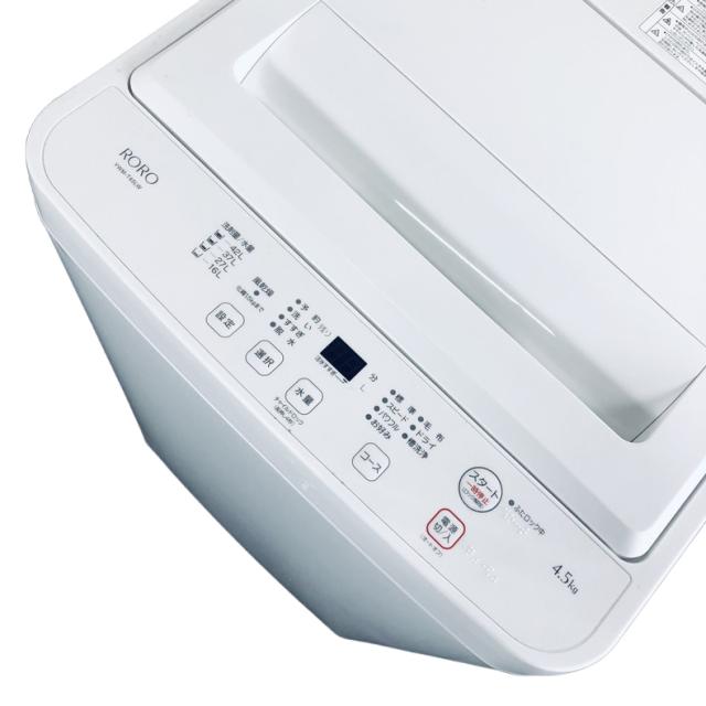 【中古】 【自社配送エリア内限定】 RORO 洗濯機 2023年製 全自動洗濯機 4.5kg ホワイト 送風 乾燥機能付き YWM-T45LW 一人暮らし 縦型 送料無料 設置無料 地域限定 埼玉 東京 千葉 神奈川 RANK_B