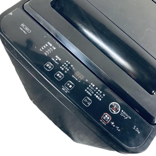 【中古】 【自社配送エリア内限定】 RORO 洗濯機 2023年製 全自動洗濯機 5.5kg ブラック 送風 乾燥機能付き YWM-T55LK 一人暮らし 縦型 送料無料 設置無料 地域限定 埼玉 東京 千葉 神奈川 RANK_B