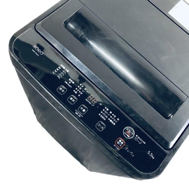 【中古】 【自社配送エリア内限定】 RORO 洗濯機 2024年製 全自動洗濯機 5.5kg ブラック 送風 乾燥機能付き YWM-T55LK 一人暮らし 縦型 送料無料 設置無料 地域限定 埼玉 東京 千葉 神奈川 RANK_A