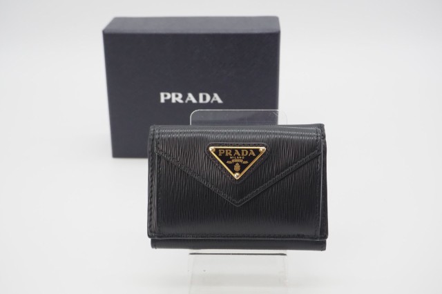 【美品】PRADA 三つ折り財布 ヴィッテロムーブ レザー ブラック