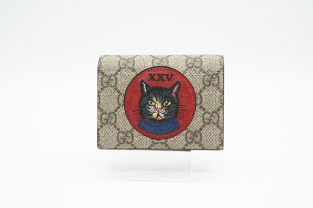 ☆安心の3大保証☆ Bランク ≪GUCCI グッチ/二つ折り財布≫ 499380 ミスティックキャット カードケース コイン&紙幣入れ付き ベージュ ブの通販は 37,080円