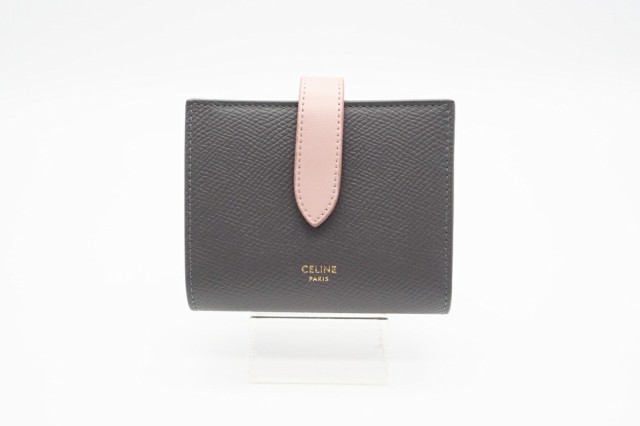 ☆安心の3大保証☆ ABランク ≪CELINE セリーヌ/二つ折り財布≫ 10B643 ミディアム ストラップウォレット バイカラー グレー ヴィンテー