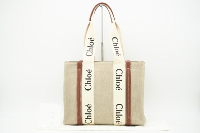 ☆安心の3大保証☆ ABランク ≪Chloe クロエ/2WAYバッグ≫ CHC22AS383I26 woody ミディアム トートバッグ ベージュ ブラウン ブラック 美