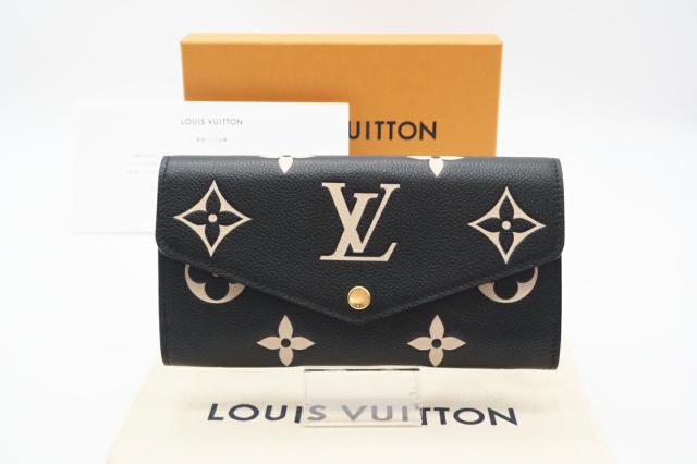 ☆安心の3大保証☆ ABランク ≪LOUIS VUITTON ルイ ヴィトン/二つ折り長財布≫ M80496 アンプラント バイカラー ポルトフォイユ サラ 黒の通販は