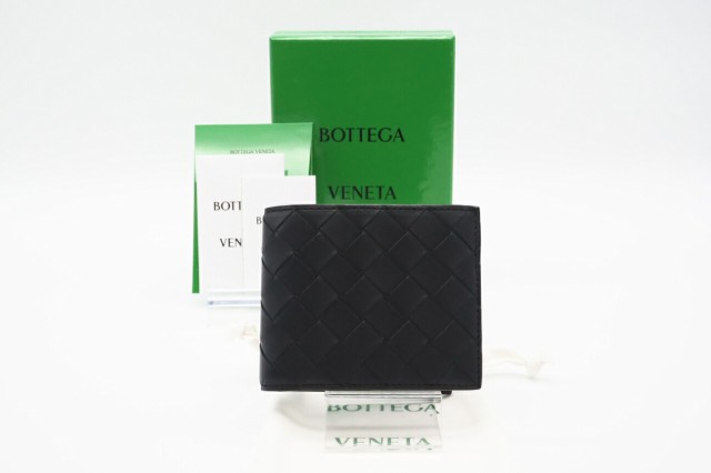 ☆安心の3大保証☆ Aランク ≪BOTTEGA VENETA ボッテガ ヴェネタ/二つ折り財布≫ 743211 マキシイントレチャート ブラック 極美品 送料無