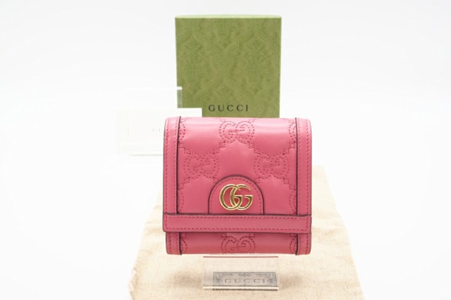 ☆安心の3大保証☆ ABランク ≪GUCCI グッチ/二つ折り財布≫ 723799 GGマトラッセ カードケース ウォレット レザー ピンク 美品 送料無