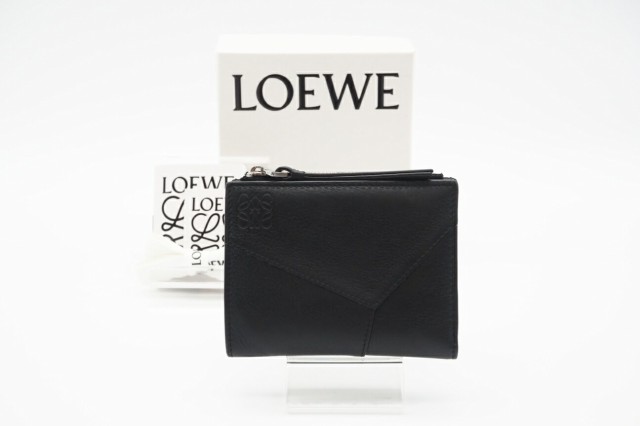 ☆安心の3大保証☆ Bランク ≪LOEWE ロエベ /三つ折り財布≫ C510W73X02 クラシックカーフ パズル スリム コンパクトウォレット ブラック