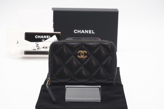 ☆安心の3大保証☆ Bランク ≪CHANEL シャネル/コインケース≫ AP0216 ラムスキン マトラッセ クラシック ジップ コインパース ブラック