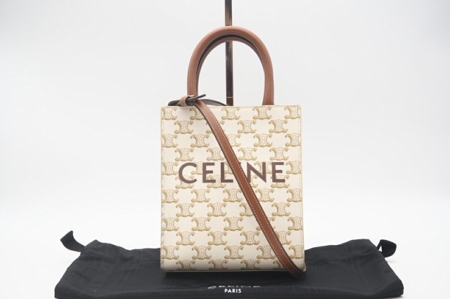 ☆安心の3大保証☆ ABランク ≪CELINE セリーヌ/2WAYバッグ≫ 194372BZK.01BC ミニ バーティカル トリオンフ キャンバス CELINE カバ ホ