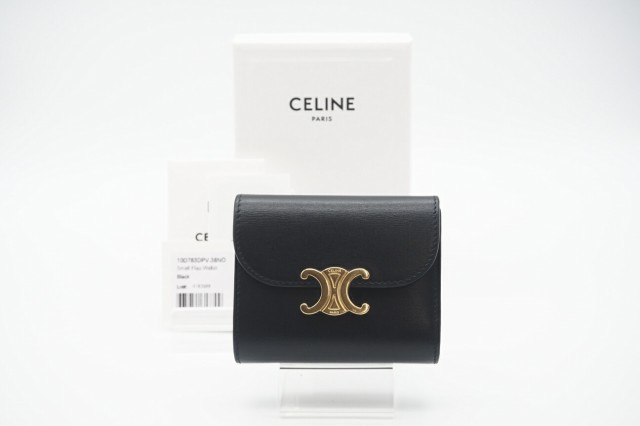 ☆安心の3大保証☆ ABランク ≪CELINE セリーヌ/三つ折り財布≫ 10D783 トリオンフ スモール フラップウォレット シャイニーカーフスキン