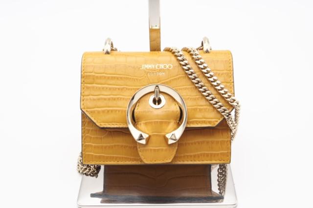 ジミーチュウ ロザリー ハンドバッグ 2way クロコ型押し JIMMY CHOO】ロザリー クロコ型押し ピンク 2way ハンドバッグ