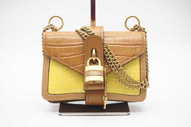 ☆安心の3大保証☆ ABランク ≪Chloe クロエ/ショルダーバッグ ≫ CHC20SS207 C36 クロコ型押し 2022AW アビー ジョイフルイエロー 美品 送料無料