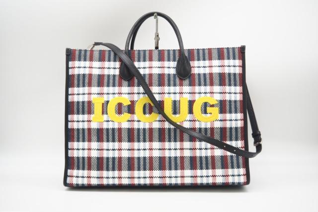 ☆安心の3大保証☆ ABランク ≪GUCCI グッチ/2WAYバッグ≫ 659980 ラフィア×ナイロン チェック トートバッグ マルチカラー 美品 送料無料