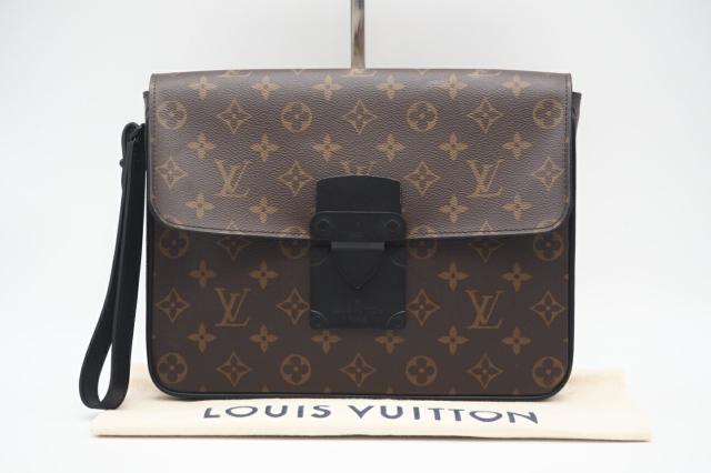 ☆安心の3大保証☆ ABランク ≪LOUIS VUITTON ルイ ヴィトン/クラッチバッグ≫ M80560 モノグラム マカサー クラッチ ブラウン ブラック 美品 送料無料