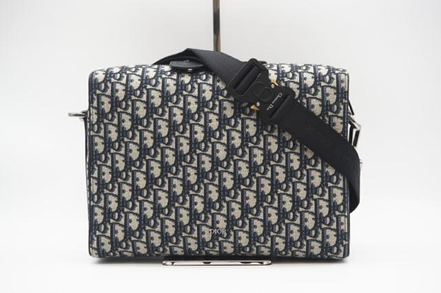 ☆安心の3大保証☆ Aランク ≪Dior ディオール/ショルダーバッグ≫ オブリーク ジャガード キャンバス レザー  ベージュ ネイビー ブラック 送料無料