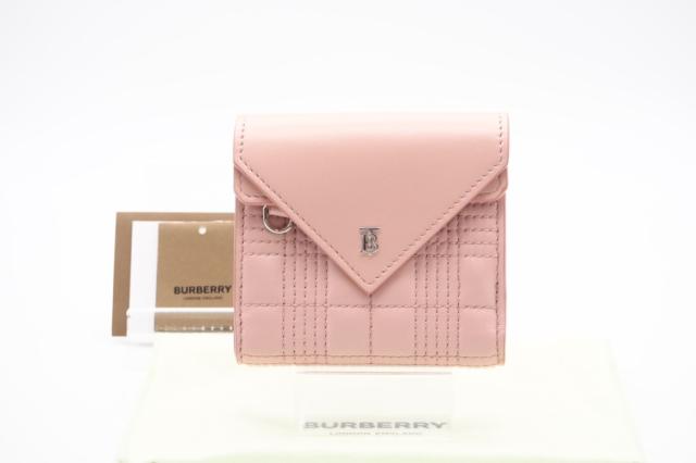 ☆安心の3大保証☆ Aランク ≪BURBERRY バーバリー/三つ折り財布≫ 80266281 TBロゴ バーバリー コンパクトウォレット ピンク ロゴ 極美品 送料無料