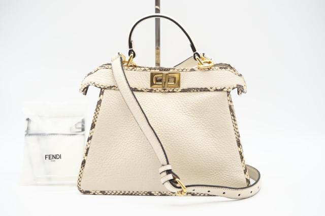 ☆安心の3大保証☆ ABランク ≪FENDI フェンディ/2WAYバッグ≫ 8024692 ピーカブー アイシーユー スモール アイボリー ブラウン 美品 送料無料