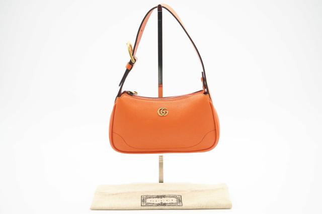 ☆安心の3大保証☆ Aランク ≪GUCCI グッチ/ハンドバッグ≫ 739076 GGマーモント アフロディーテ レザー ワンショルダーバッグ オレンジ 極美品 送料無料