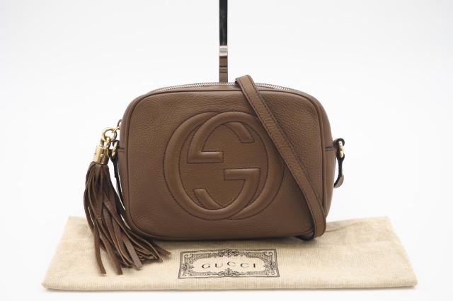 ☆安心の3大保証☆ Bランク ≪GUCCI グッチ/ショルダーバッグ≫ 308364 インターロッキングG レザー ソーホー スモール ブラウン 送料無料