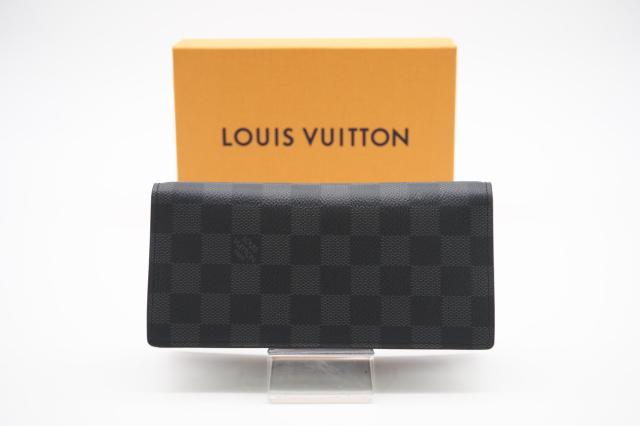 ☆安心の3大保証☆ ABランク ≪LOUIS VUITTON ルイ ヴィトン/二つ折り長財布≫ N62665 ダミエ グラフィット ポルトフォイユ ブラザ ブラック グレー