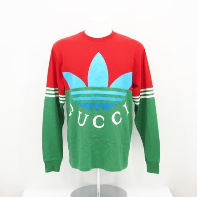 ☆安心の3大保証☆ Aランク ≪GUCCI グッチ/Tシャツ≫ 722947 XJE1I グッチ×アディダス ロングスリーブ マルチカラー 未使用品 送料無料