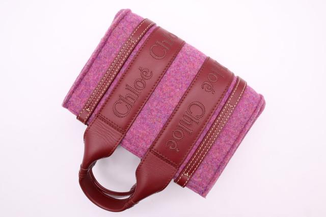 ☆安心の3大保証☆ ABランク ≪Chloe クロエ/2WAYバッグ≫ CHC22WP237I58520 woody フェルト レザー ストラップ付き スモール ハンドバッグ パープル ☆安心の3大保証☆ ABランク ≪Chloe クロエ/2WAYバッグ