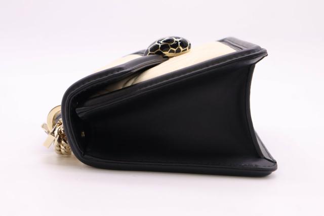 ☆安心の3大保証☆ Aランク ≪BVLGARI ブルガリ/ショルダーバッグ≫ 289944 セルペンティ レザー ダイヤモンド ブラスト ベージュ ブラック 送料無料 ショルダーバッグ