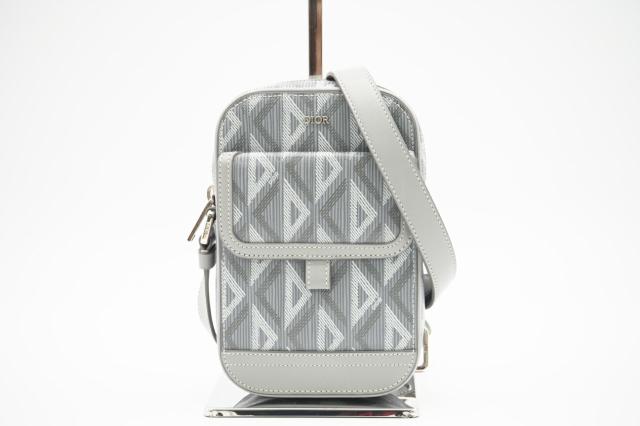 ☆安心の3大保証☆ Aランク ≪Dior ディオール/ショルダーバッグ≫ 2ESCA415CD CDダイヤモンド レザー ヒット ザ ロード グレー 極美品 送料無料