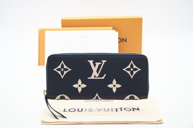 ★3日以内返品可★ LOUIS VUITTON ルイ ヴィトン モノグラム アンプラント バイカラー ポルトフォイユ クレマンス M83594 ネイビー クリーム