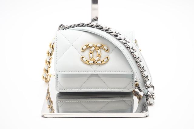 ★3日以内返品可★ CHANEL シャネル AP1787 ラムスキン マトラッセ チェーンウォレット ブルー バッグ