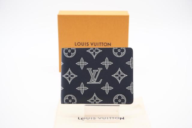 ★3日以内返品可★ LOUIS VUITTON ルイ ヴィトン M83379 モノグラム シャドウ ポルトフォイユ ミュルティプル Navy Blue ネイビー 財布