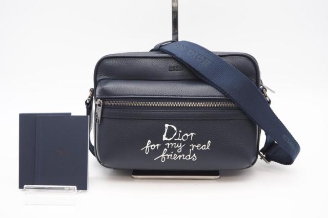 ★3日以内返品可★ Dior ディオール 1ESPO340FRY_H56E DIOR＆HYLTON NEL レザー メッセンジャーバッグ  ネイビー バッグ