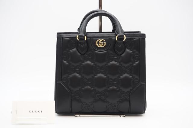 ★3日以内返品可★ GUCCI グッチ 728309 GGマトラッセ レザー キルティング ハンドバッグ ブラック バッグ