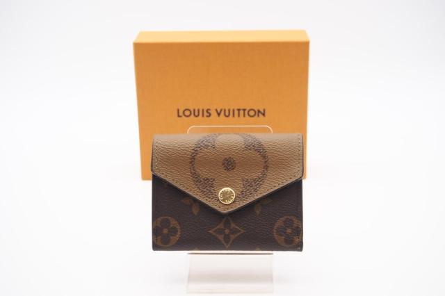 ★3日以内返品可★ LOUIS VUITTON ルイ ヴィトン M80725 モノグラム ジャイアント リバース ポルトフォイユ ゾエ ブラウン ベージュ 財布