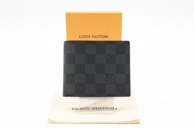 ★3日以内返品可★ LOUIS VUITTON ルイ ヴィトン N60053 ダミエ グラフィット ポルトフォイユ アメリゴ NM グレー ブラック 財布