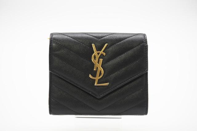 ★3日以内返品可★ SAINT LAURENT サンローラン 403943 モノグラム コンパクト スリーフォールド ウォレット ブラック 財布