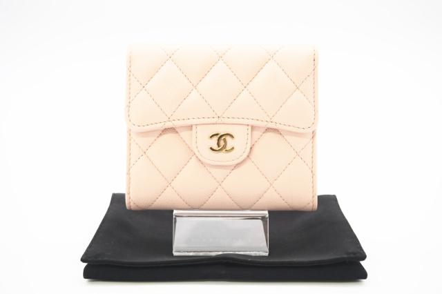 ★3日以内返品可★ CHANEL シャネル AP0231 キャビアスキン マトラッセ クラシック スモール フラップウォレット ピンク 財布