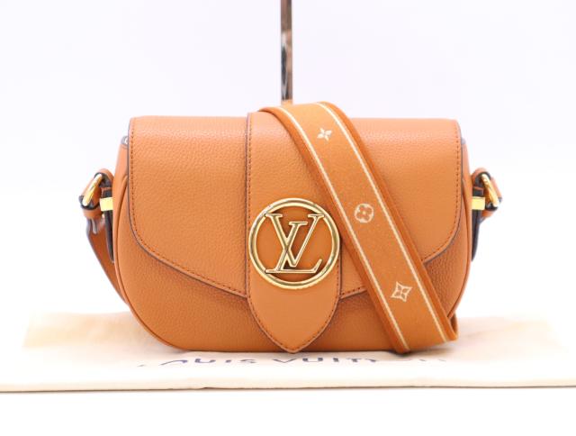★3日以内返品可★ LOUIS VUITTON ルイ ヴィトン M58968 カーフレザー LV ポンヌフソフトMM シエンヌドレ  ブラウン クリーム バッグ