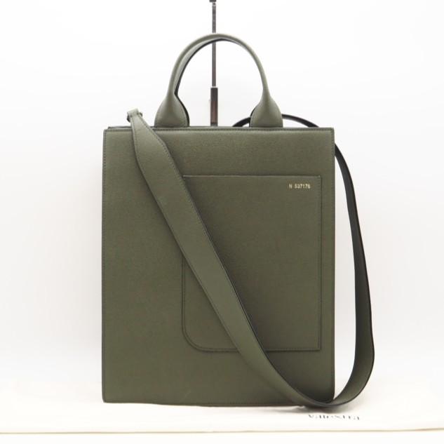 ★３日以内返品可★ valextra ヴァレクストラ WBBX0044028LRL99VM ソフトカーフスキン ボクシィ ミリタリーグリーン バッグ