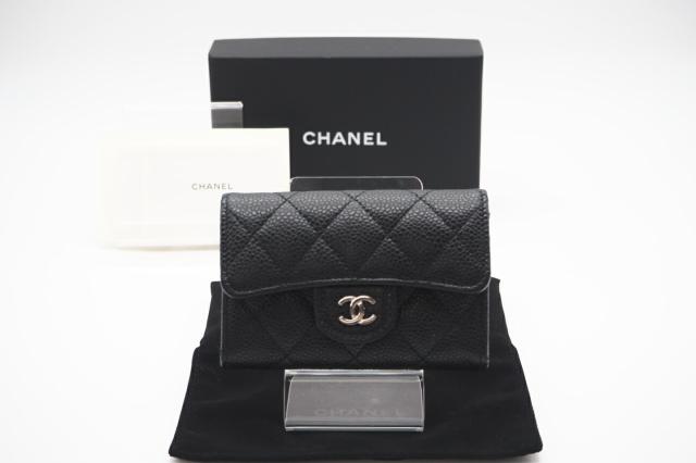 ★３日以内返品可★ CHANEL シャネル AP0214 キャビアスキン クラシック フラップ ブラック カードケース